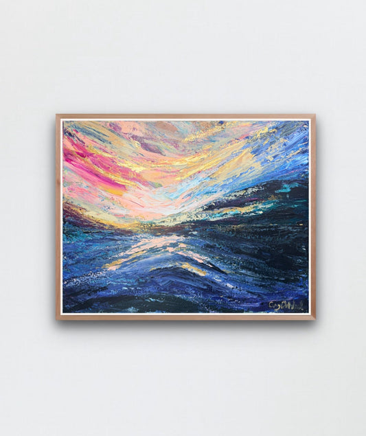 Colorful abstract painting on a white wall